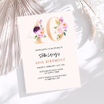 40. Geburtstag pfirsichblumennummer Gold Luxus Einladung<br><div class="desc">Ein modernes,  stilvolles und glamouröses Party zum 40. Geburtstag. Ein pfirsichfarbener Hintergrund. Dekoriert mit Foralzahlen in Imitaten Gold und Rosa. Der Name ist mit einem modernen handgeschriebenen Stilskript geschrieben. Personalisieren Sie Ihre Party-Daten und fügen Sie sie hinzu.</div>