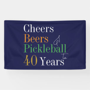 40. Geburtstag Pickleball Cheers Beers Blue Party Banner