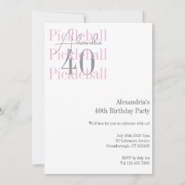 40. Geburtstag Pickleball Pink Einladung