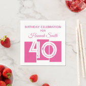 40. Geburtstag PINK Custom Celebrate Paper Napkins Serviette (Beispiel)