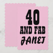 40. GEBURTSTAG PINK CUSTOM PARTY EINLADUNGEN (Vorne/Hinten)