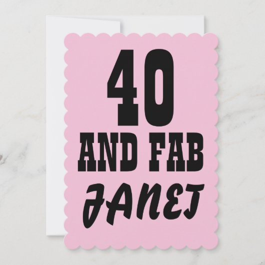 40. GEBURTSTAG PINK CUSTOM PARTY EINLADUNGEN (Vorderseite)