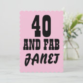 40. GEBURTSTAG PINK CUSTOM PARTY EINLADUNGEN (Stehend Vorderseite)