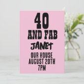 40. GEBURTSTAG PINK CUSTOM PARTY EINLADUNGEN (Stehend Vorderseite)