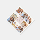 40. Geburtstag pink Girly Glitzer Foto Collage Serviette (Ecke)