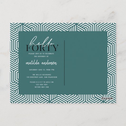 40. Geburtstag Postkarte (Rückseite)