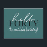 40. Geburtstag Postkarte<br><div class="desc">Moderne Schrift & geometrische vierzigste Geburtstagsfeier laden ein. Modernes geometrisches Backermuster. Teil einer Sammlung. Die Farbe kann geändert werden.</div>