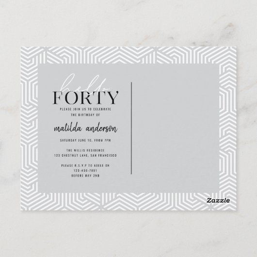 40. Geburtstag Postkarte (Rückseite)