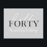 40. Geburtstag Postkarte<br><div class="desc">Moderne Schrift & geometrische vierzigste Geburtstagsfeier laden ein. Modernes geometrisches Backermuster. Teil einer Sammlung. Die Farbe kann geändert werden.</div>