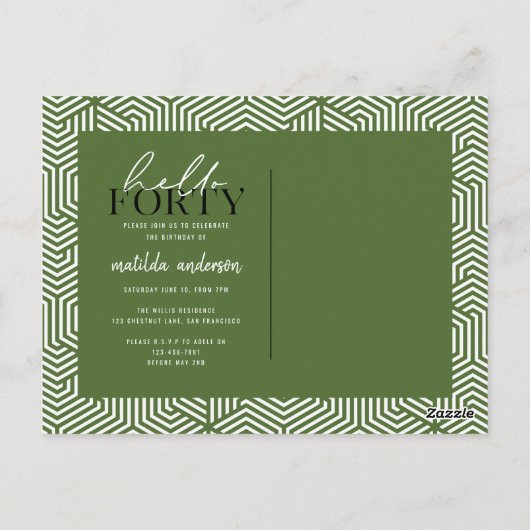 40. Geburtstag Postkarte (Rückseite)