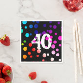 40. Geburtstag Rainbow Dots auf Black Serviette (Beispiel)