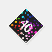 40. Geburtstag Rainbow Dots auf Black Serviette (Ecke)