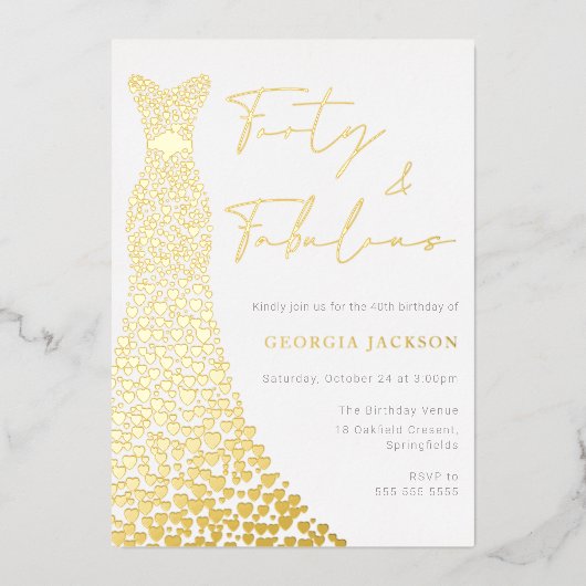 40. Geburtstag Real Gold Folieneinladung (Vorderseite)