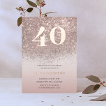 40. Geburtstag Real Rose Gold Folieneinladung<br><div class="desc">Sie werden diese Liebe mit rot-rosa Farbtönen und aufwändigen Golddetails der Rose und Imitat Glitzer Hintergrund. Der große Kalligrafietext glänzt in einer Goldfolie in realer Rose und verleiht dem Ganzen eine Touch Luxus. Passen Sie Ihre persönlichen Daten an,  um eine einzigartige Einladung zu schaffen,  die Ihren Stil widerspiegelt.</div>