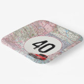 40. Geburtstag Red Retro Truck auf Roadmap Pappteller (Gewinkelt)