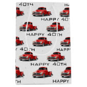 40. Geburtstag Red Retro Truck Mittlere Geschenktüte (Vorderseite)