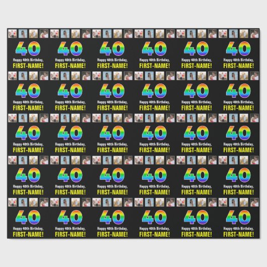 40. Geburtstag: Regenbogen "40"; benutzerdefiniert Geschenkpapier (Saum)