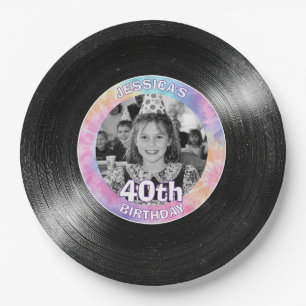 40. Geburtstag Regenbogen Retro-Papier Pappteller