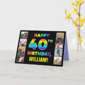 40. Geburtstag: Regenbogentext, benutzerdefinierte Karte (Gelbe Blume)