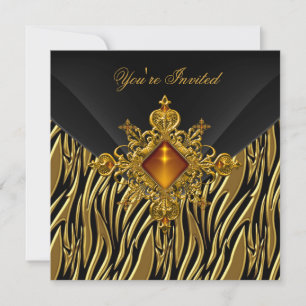 40. Geburtstag Reich Zebra Gold Bernstein Juwel Sc Einladung