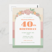 40. Geburtstag Retro Einladung Postkarte (Vorne/Hinten)