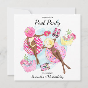 40. Geburtstag Retro Pool Party Einladung