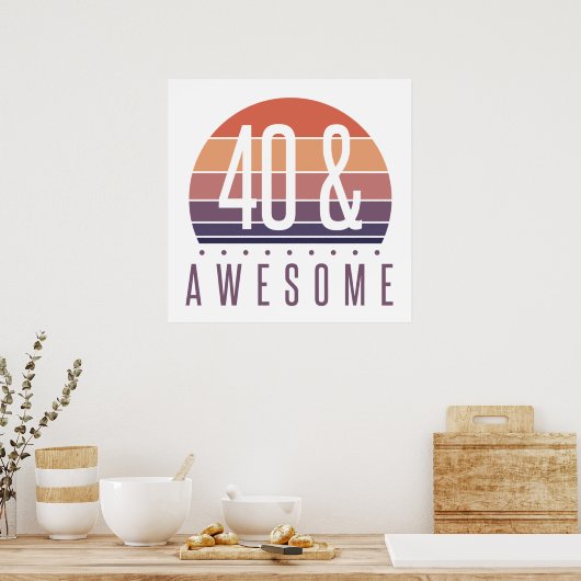 40. Geburtstag Retro Sunset Poster (Küche)