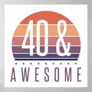 40. Geburtstag Retro Sunset Poster