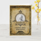 40. Geburtstag Retro Vintages Monogramm Foto Erwac Karte (Gelbe Blume)