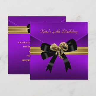 40. Geburtstag Rich Royal Black Lila Gold Jewel Einladung