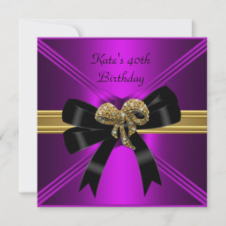 40. Geburtstag Rich Royal Black Lila Magenta Einladung