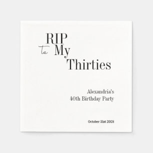 40. Geburtstag RIP 30er Schwarz Weiß Minimal Party Serviette