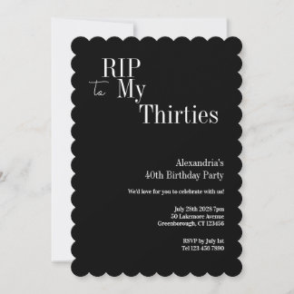 40. Geburtstag RIP 30er Schwarz-Weiß-Party Einladung