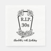 40. Geburtstag Rip 30s Coffin Rose Party Serviette (Vorderseite)
