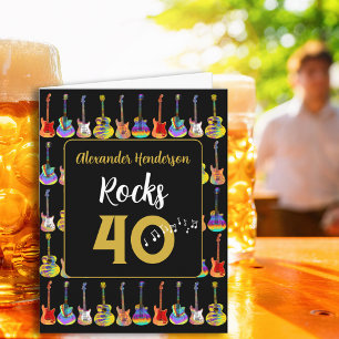 40. Geburtstag Rock and Roll Gitarre mit Name Karte