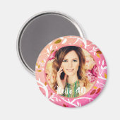 40. Geburtstag rosa Blumenmuster Foto Magnet (Vorderseite/Rückseite)