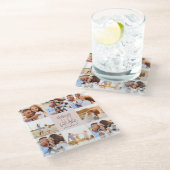 40. Geburtstag rosa Girly Glitzer Foto Collage Glasuntersetzer (Schrägansicht)