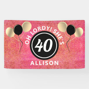 40 Geburtstag Rosa Glitzer Balloons Personalisiert Banner