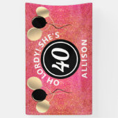 40 Geburtstag Rosa Glitzer Balloons Personalisiert Banner (Vertikal)