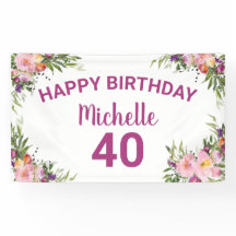 40. Geburtstag Rosa Lila Wasserfarbe