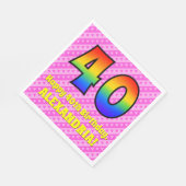 40. Geburtstag: Rosa Streifen & Herz, Regenbogen # Serviette (Ecke)