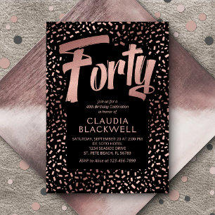 40. Geburtstag Rose Gold Confetti Einladung