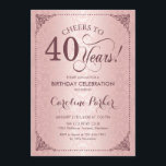 40. Geburtstag - Rose Gold Damask Einladung<br><div class="desc">40. Geburtstag Einladung. Elegante Vintage Imitate Rose Gold-Design mit rosa und weiß Damast Muster. Features mauve script Schriftart. Bis 40 Jahre! Kann in jedem Alter personalisiert werden! Nachricht,  wenn Sie weitere Anpassungen benötigen.</div>