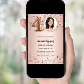 40. Geburtstag Rose Gold Foto Sterne Luxus Einladung