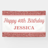 40. Geburtstag Rose Gold Glitzer Banner (Horizontal)