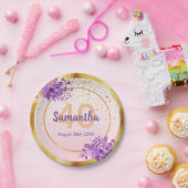 40. Geburtstag Rose Gold lila Floralnamen Pappteller (Party)