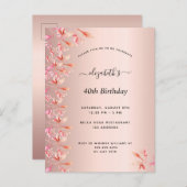 40. Geburtstag Rose Gold Rosa Blumenladen Postkarte (Vorne/Hinten)