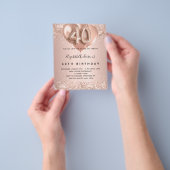 40. Geburtstag Rose Goldballons Budget Einladung Flyer (Gruppe)