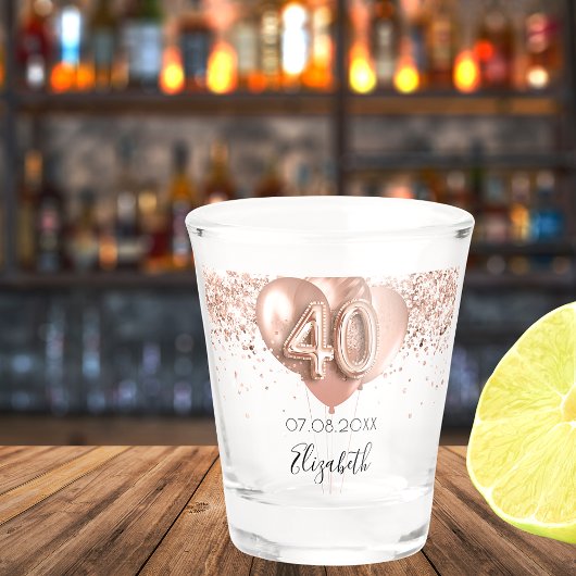 40. Geburtstag Rose Goldballons Name Schnapsglas