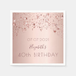 40. Geburtstag Rose goldene Sterne rosa Serviette